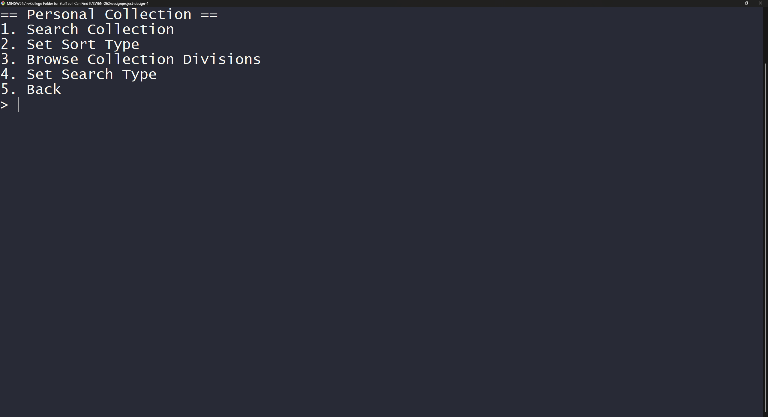 Browse collection menu screenshot