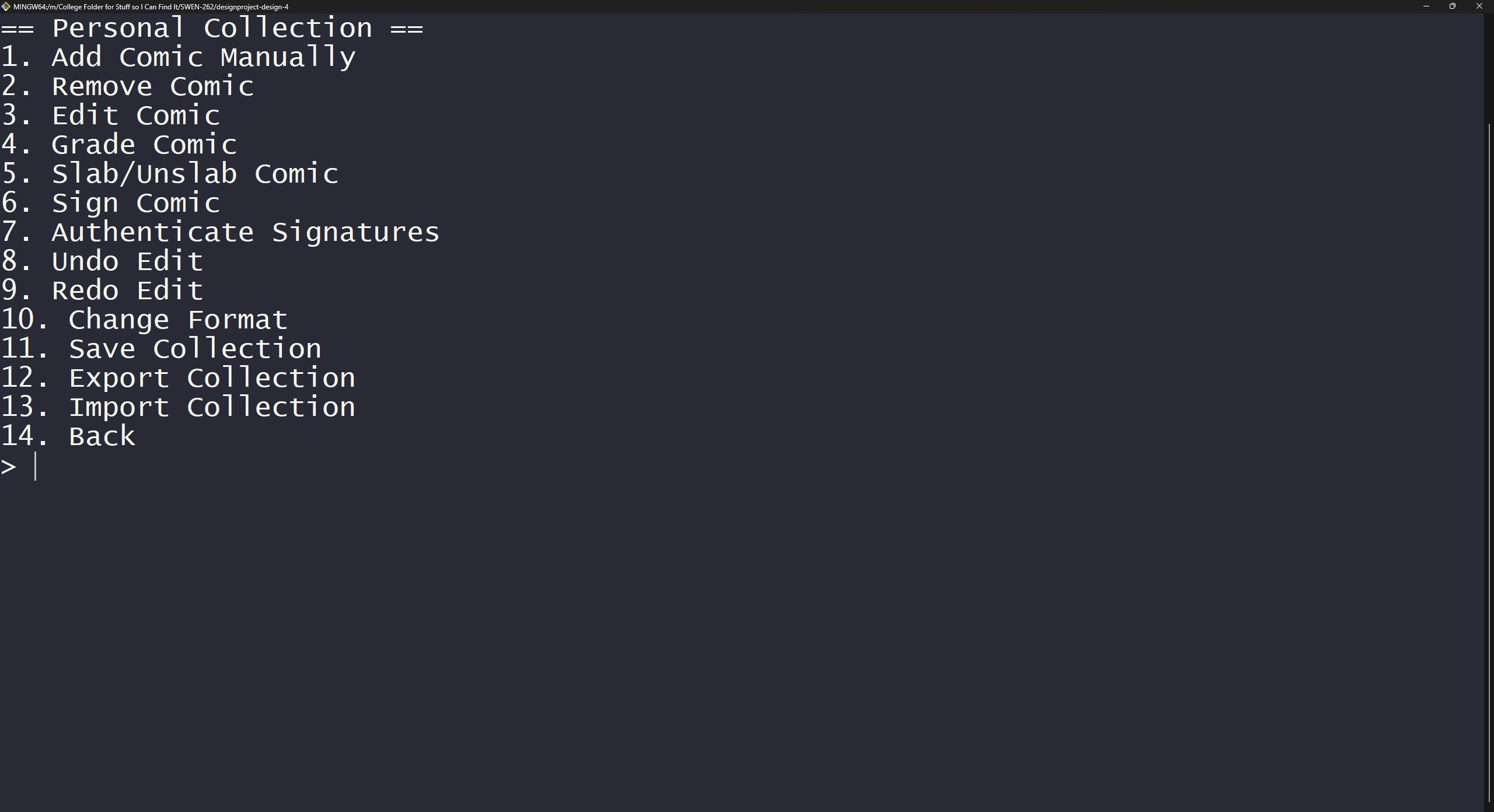 Edit collection menu screenshot