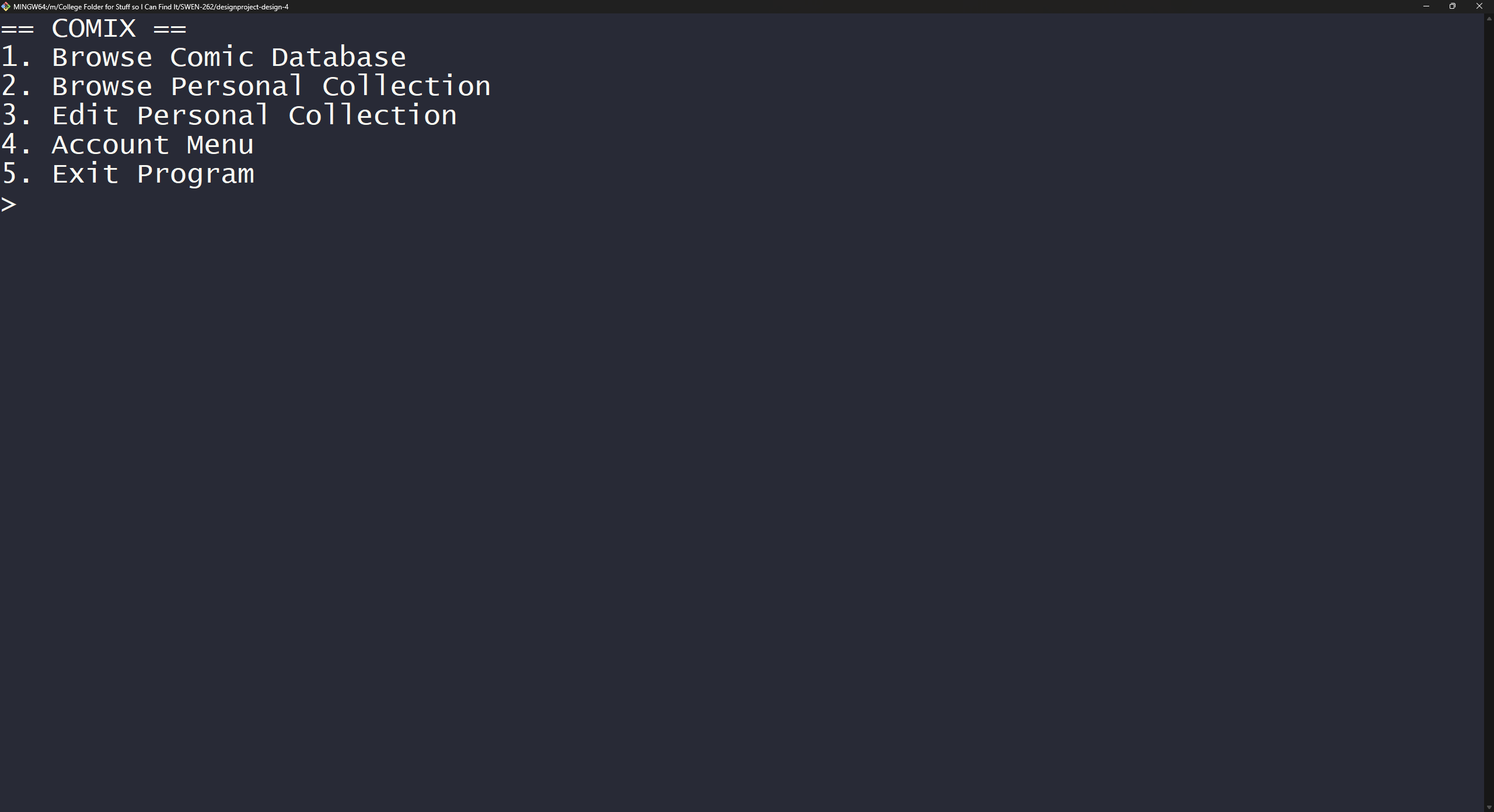 Main menu screenshot